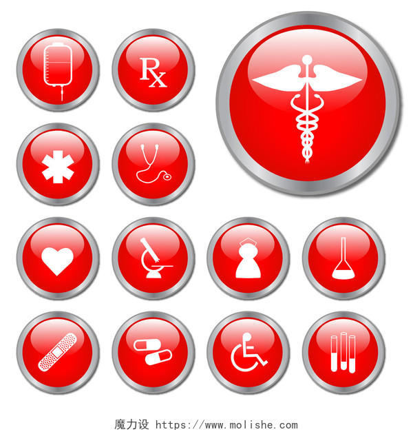 创意红色医疗按钮标识